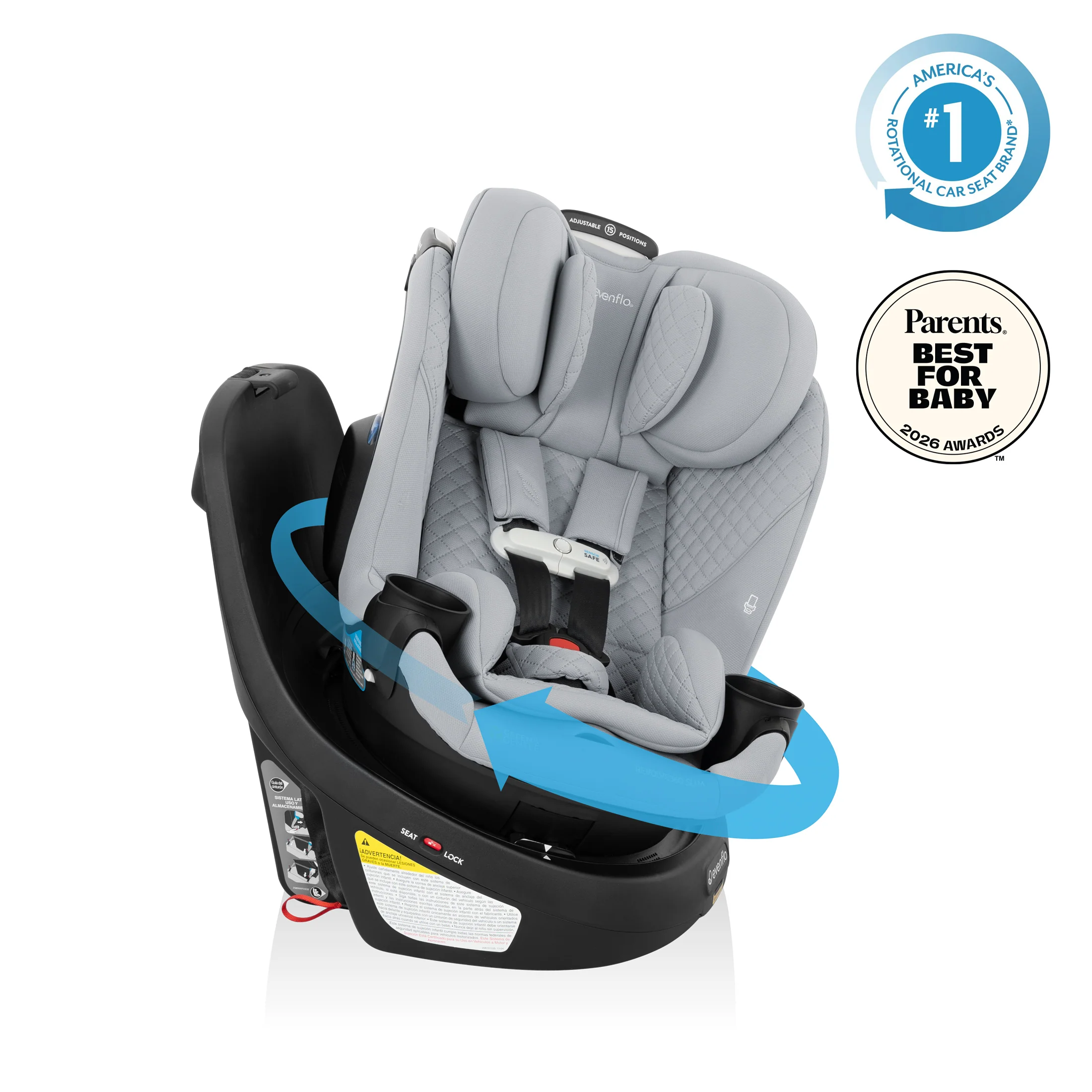 Revolve360 Slim 2-in-1 Rotating Car Seat with Green & Gentle Fabric - Image 3