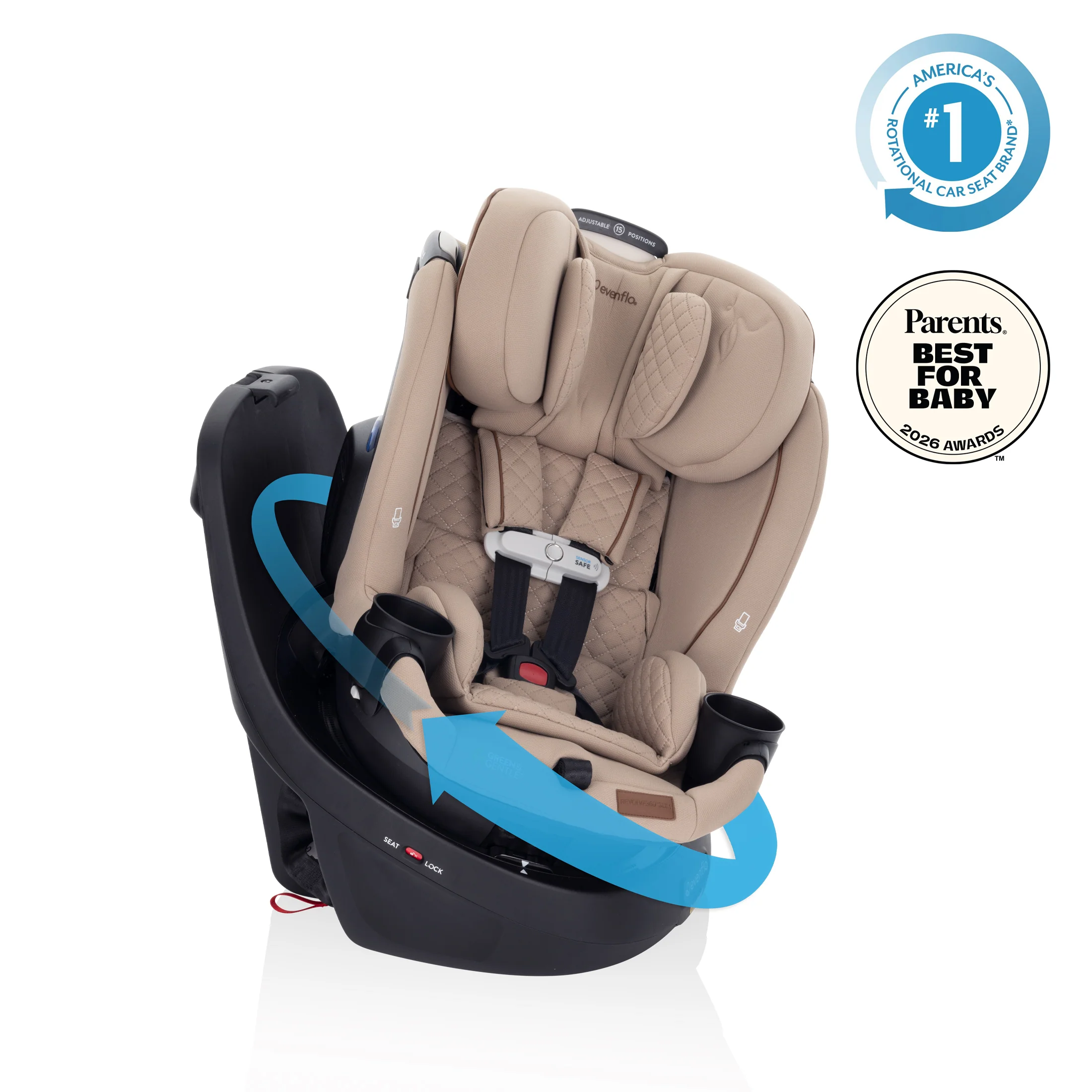 Revolve360 Slim 2-in-1 Rotating Car Seat with Green & Gentle Fabric - Image 4
