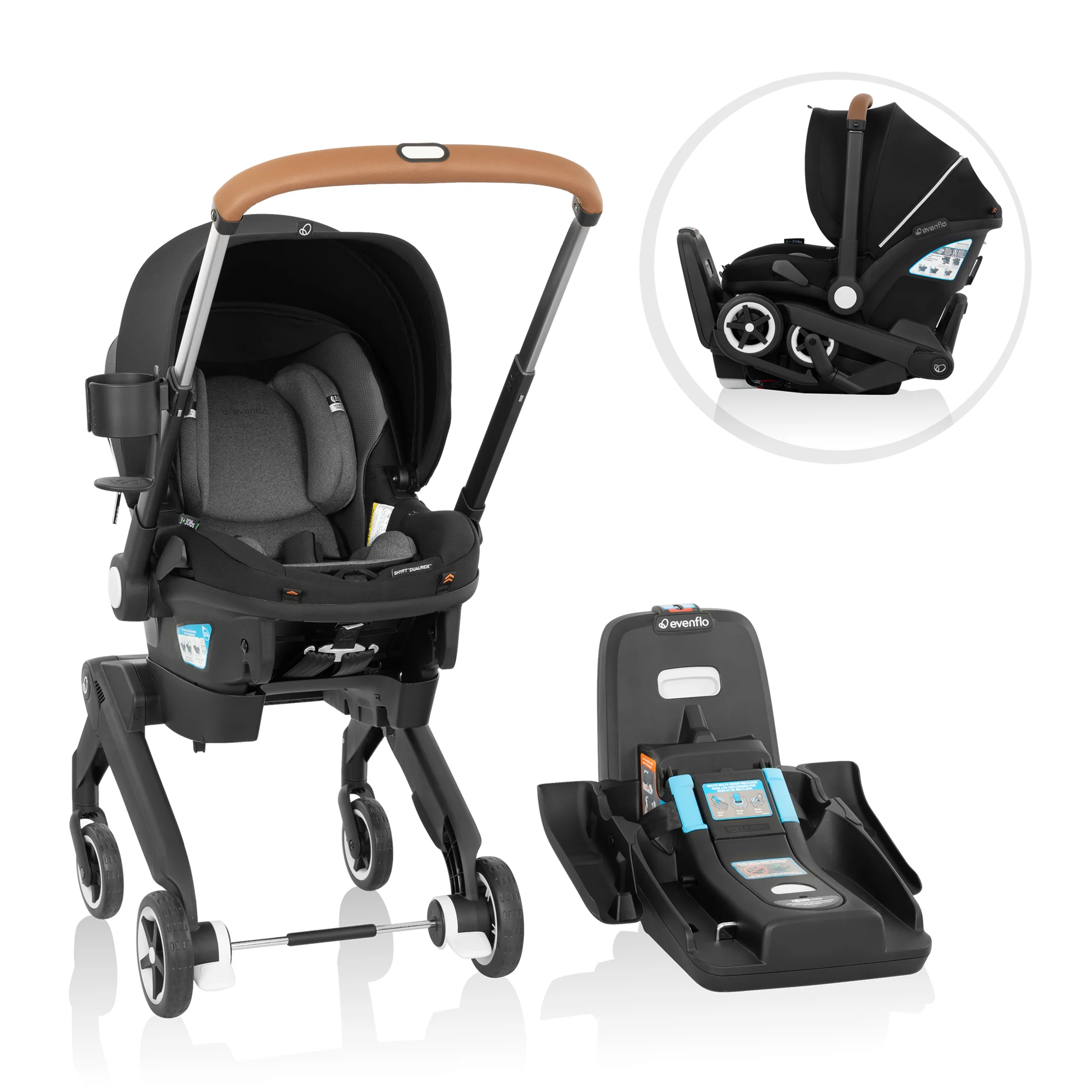 Shyft DualRide Infant Car Seat Stroller Combo w Carryall Storage & Extended Canopy - Image 5
