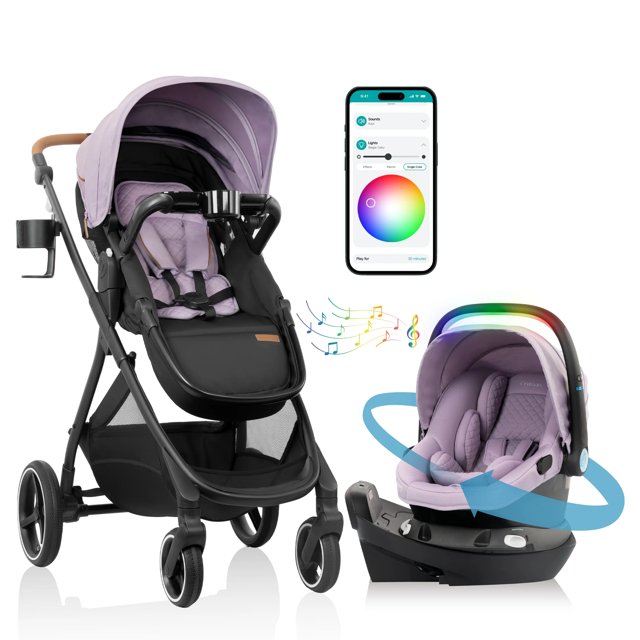 Shyft Intuiti+ Travel System featuring Revolve180 LiteMax™ NXT Rotating Infant Car Seat with SensorySoothe - Image 4