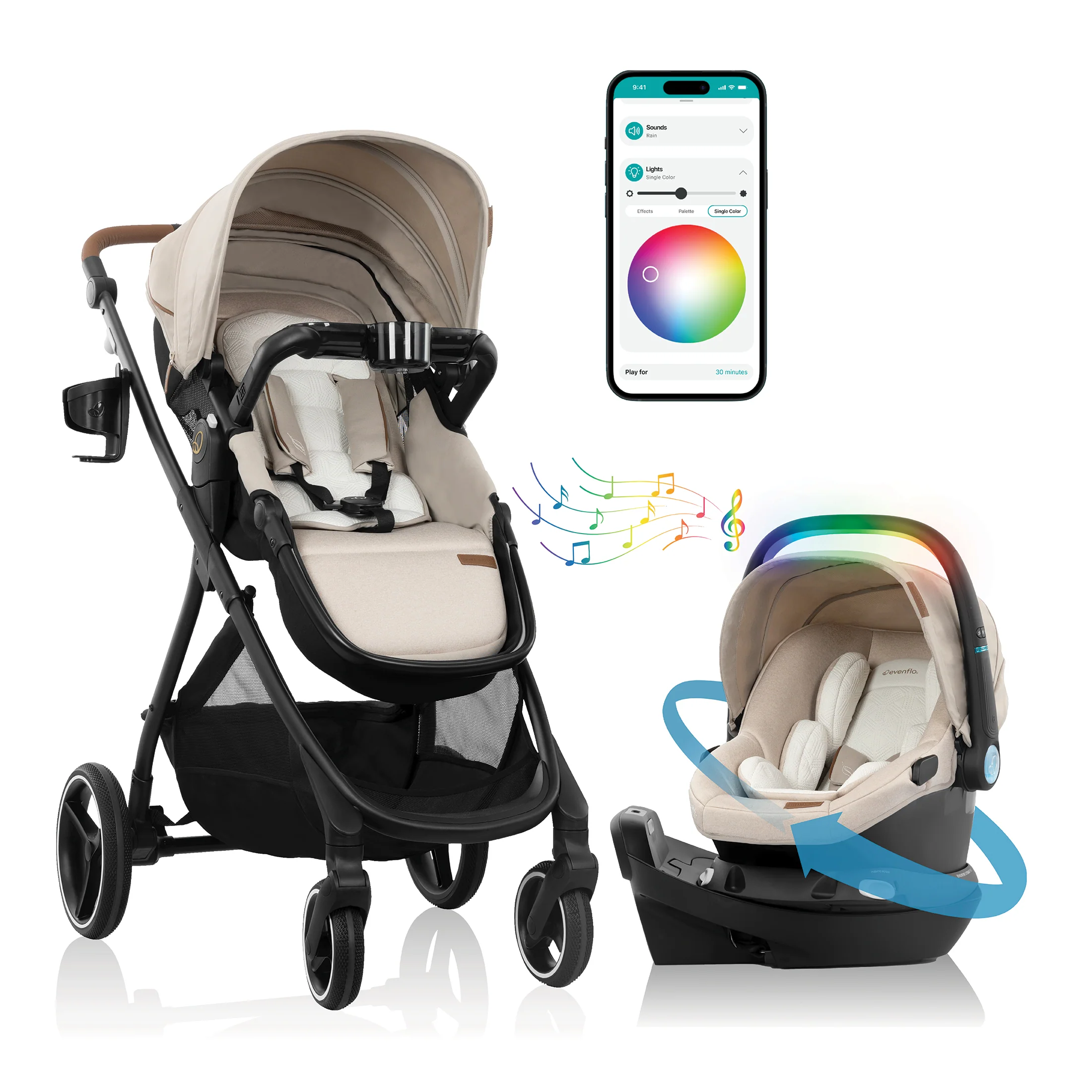 Shyft Intuiti+ Travel System featuring Revolve180 LiteMax™ NXT Rotating Infant Car Seat with SensorySoothe - Image 5