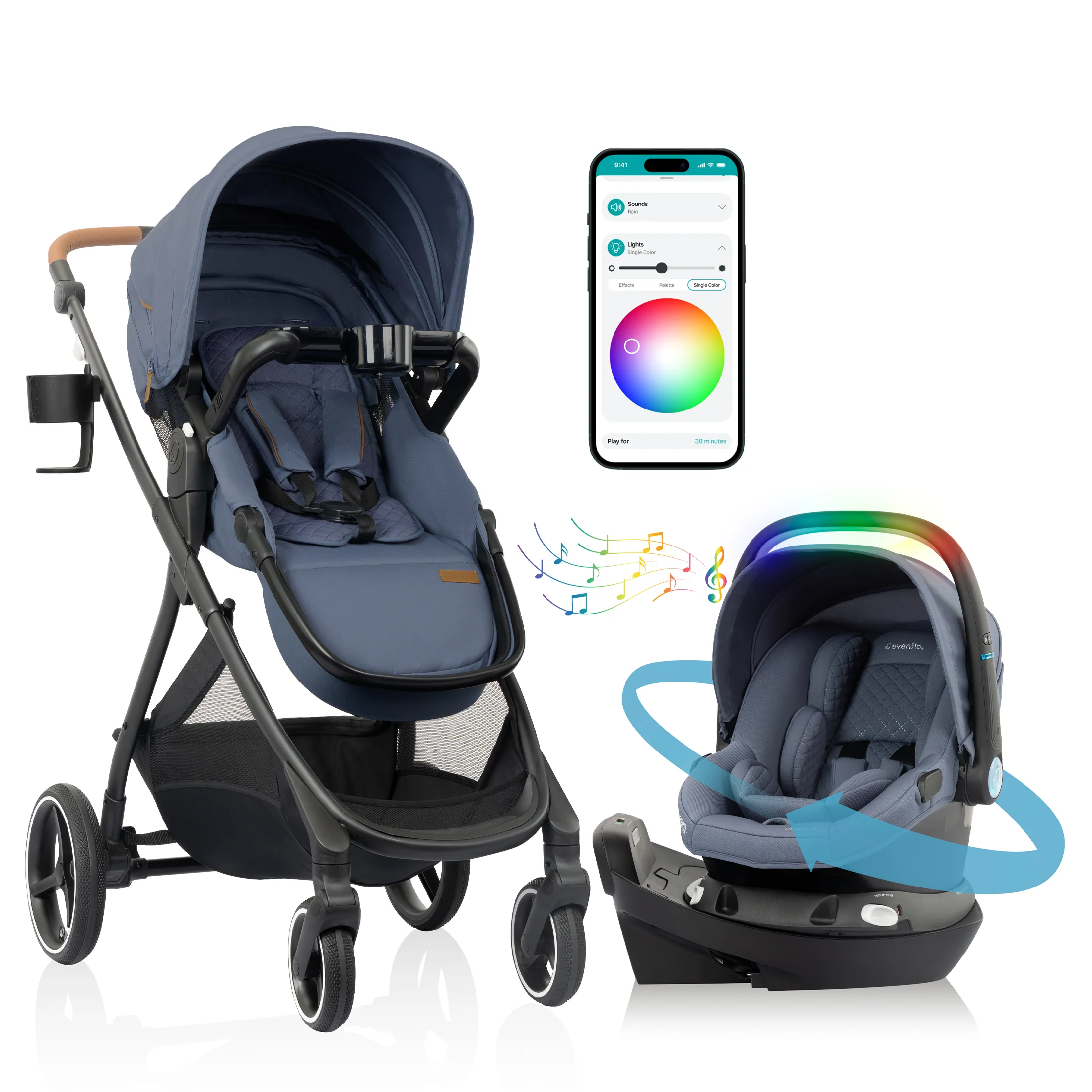 Shyft Intuiti+ Travel System featuring Revolve180 LiteMax™ NXT Rotating Infant Car Seat with SensorySoothe - Image 6